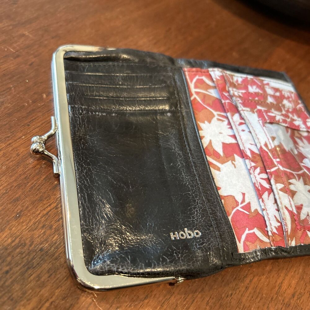 HOBO Black Leather Wallet with Silver Hardware - Picture 9 of 14